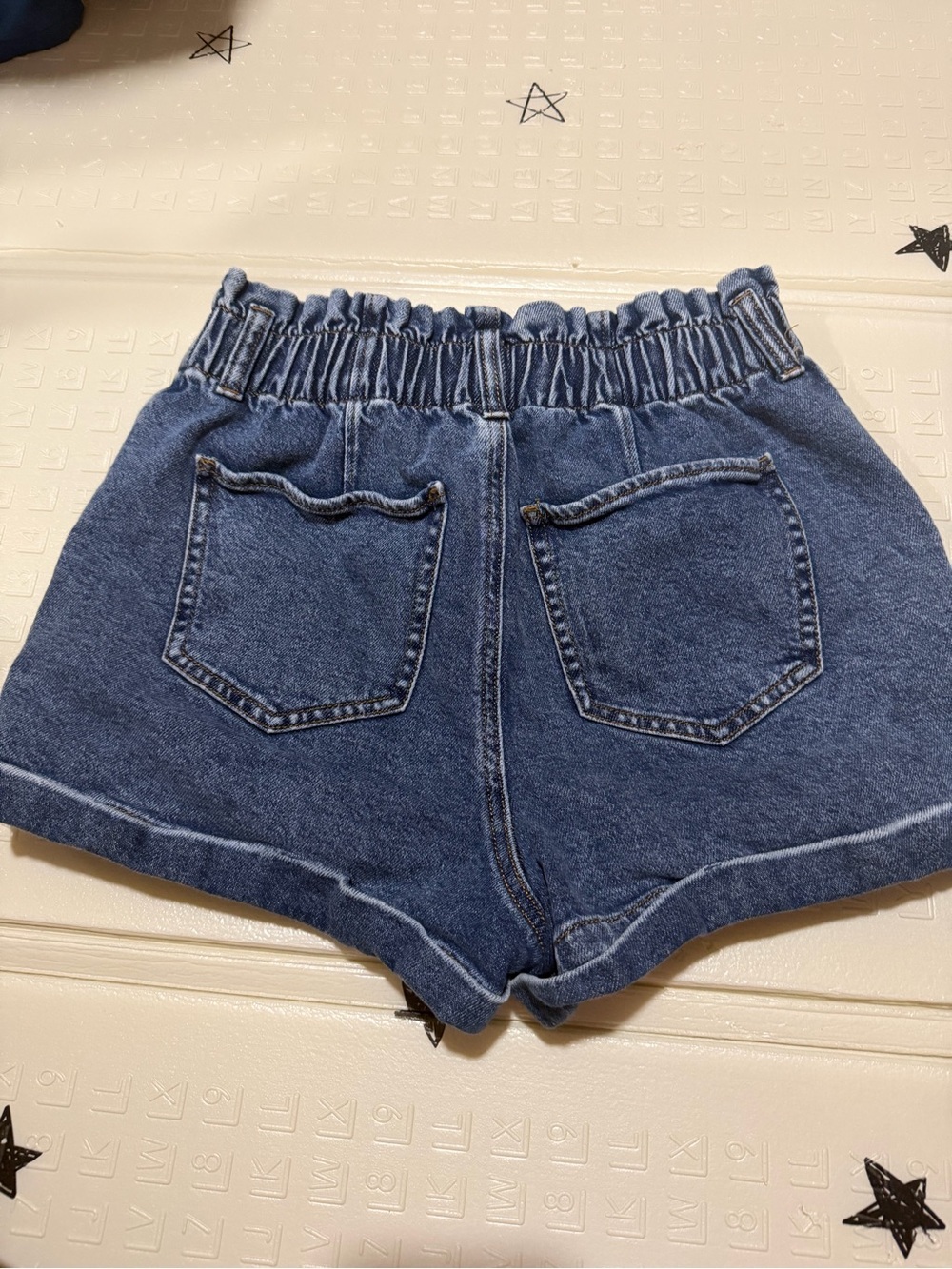 SO Paperbag High-Rise Denim Shorts - Blue - Picture 3 of 6